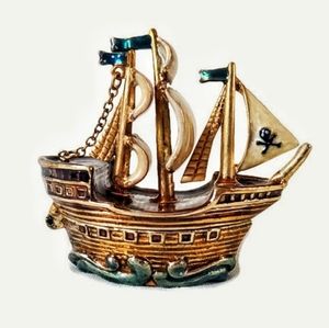 Vintage MONET Pirate Ship Trinket Box